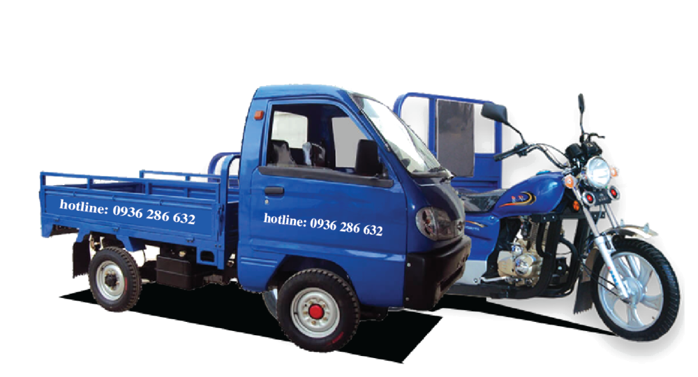Xe ba gác chở hàng màu xanh